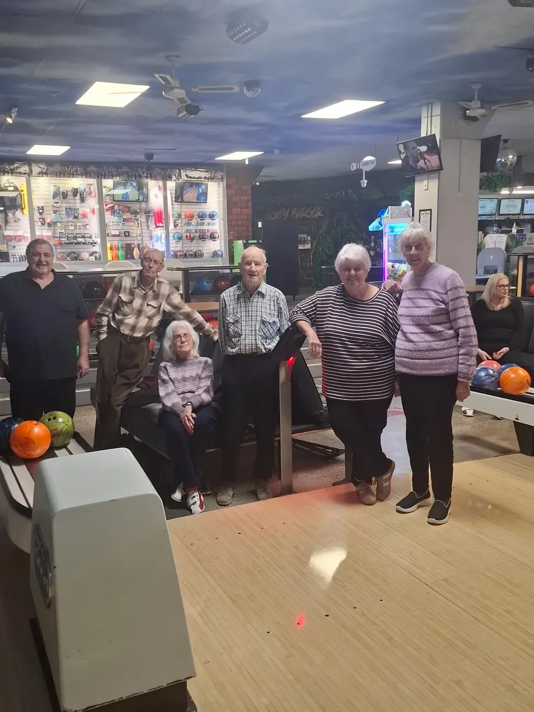 The group gathered by the lanes at Tenpin Tauranga